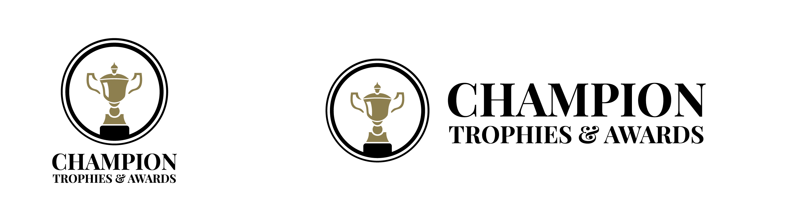 Champion Trophies and Awards regular logo and landscape logo