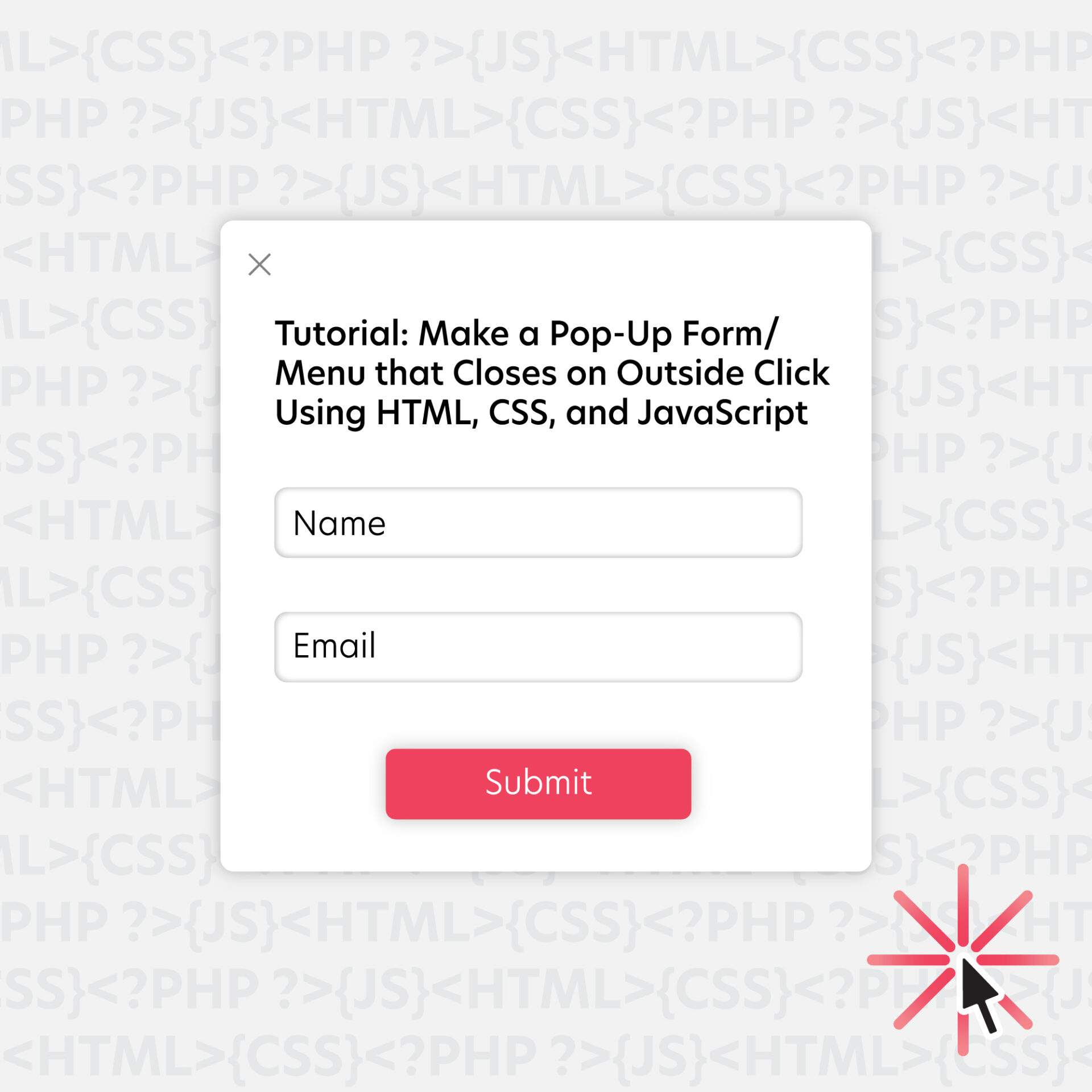 Pop-Up Card of Tutorial Example with Clicking Cursor
