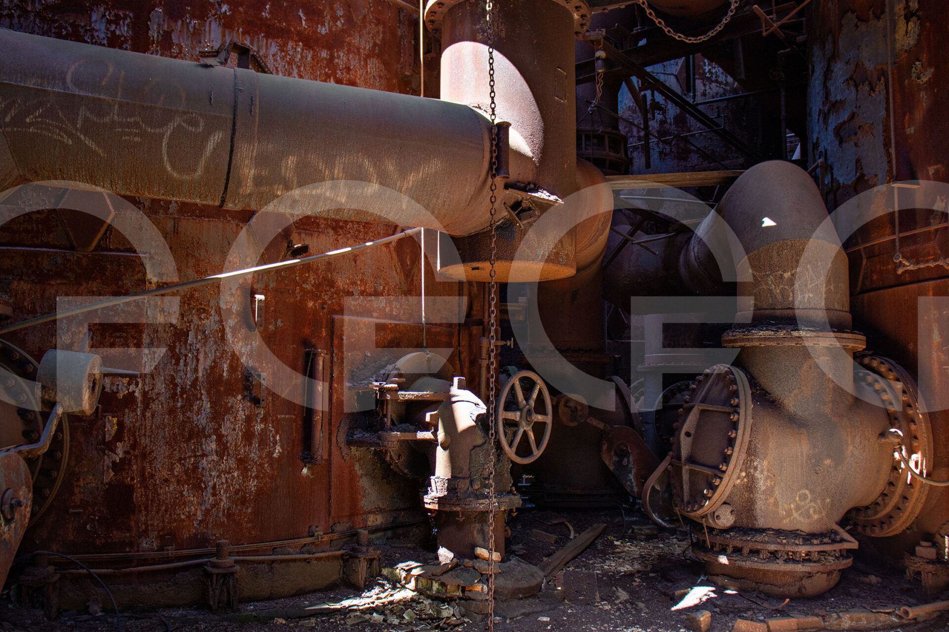 rusting iron pipes