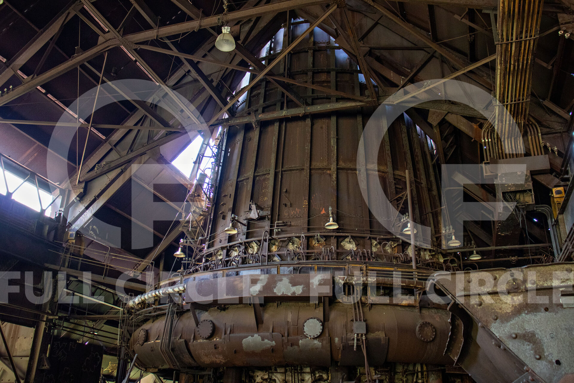 large, rusty blast furnace